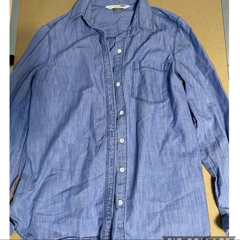 Faux Denim Button Down